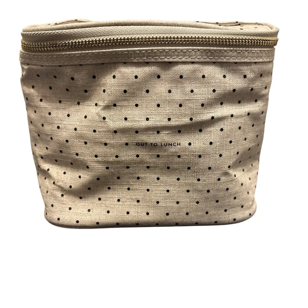 kate spade Cream Canvas Lunch Bag with Black Polka Dots - Picture 1 of 3